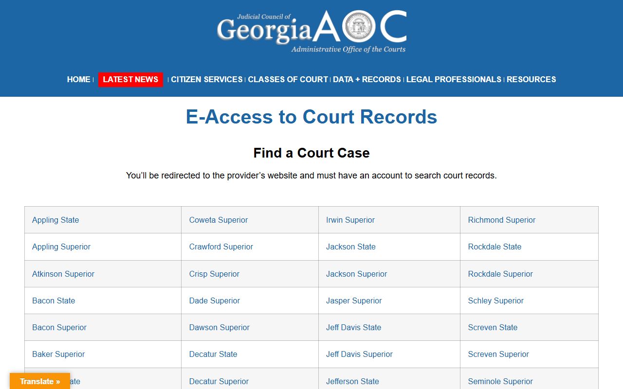 McDuffie County court records after arrest Georgia E-Access directory